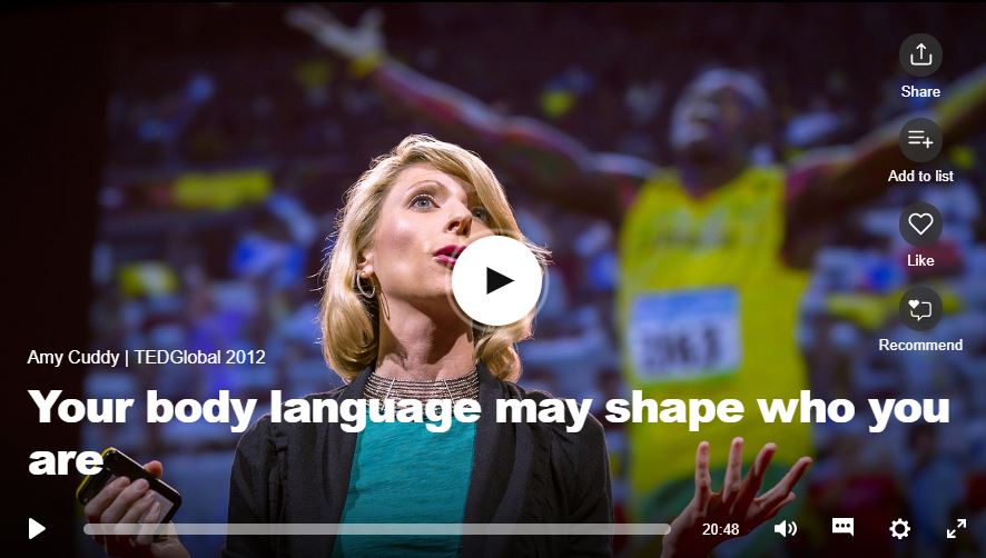 Amy Cuddy - TED - your body language may shape who you are